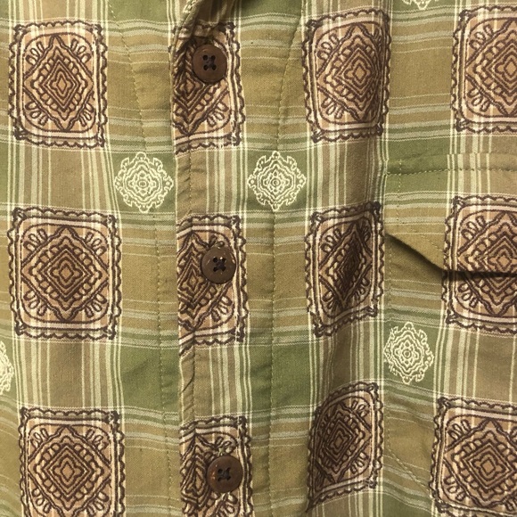 Prana Green Embroidered Short Sleeve Casual Button Down Shirt Size XL - Picture 4 of 5